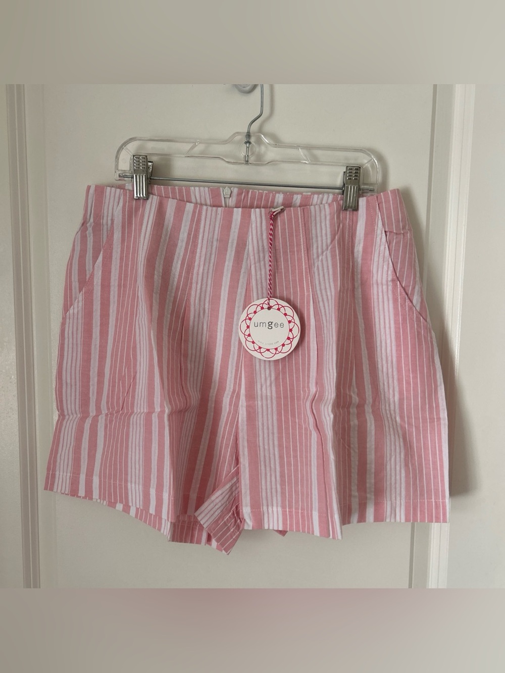 Umgee Pink & White Vertical Stripe High-Rise Shorts